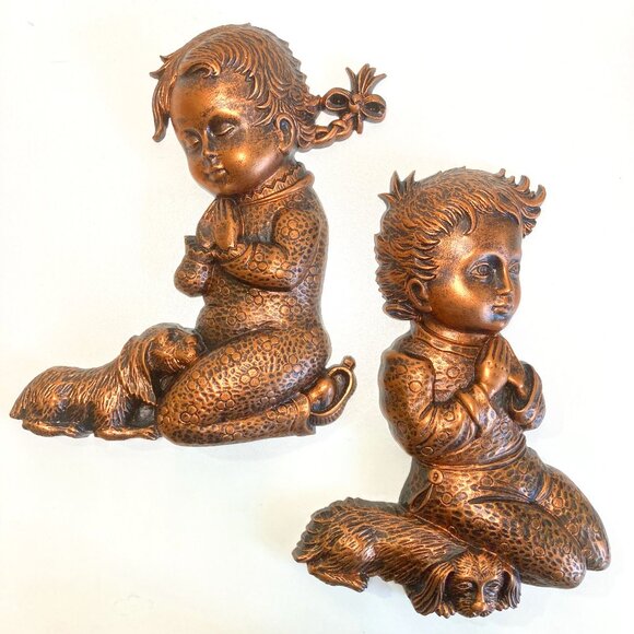 Vintage Coppercraft Praying Boy and Girl - Picture 1 of 15